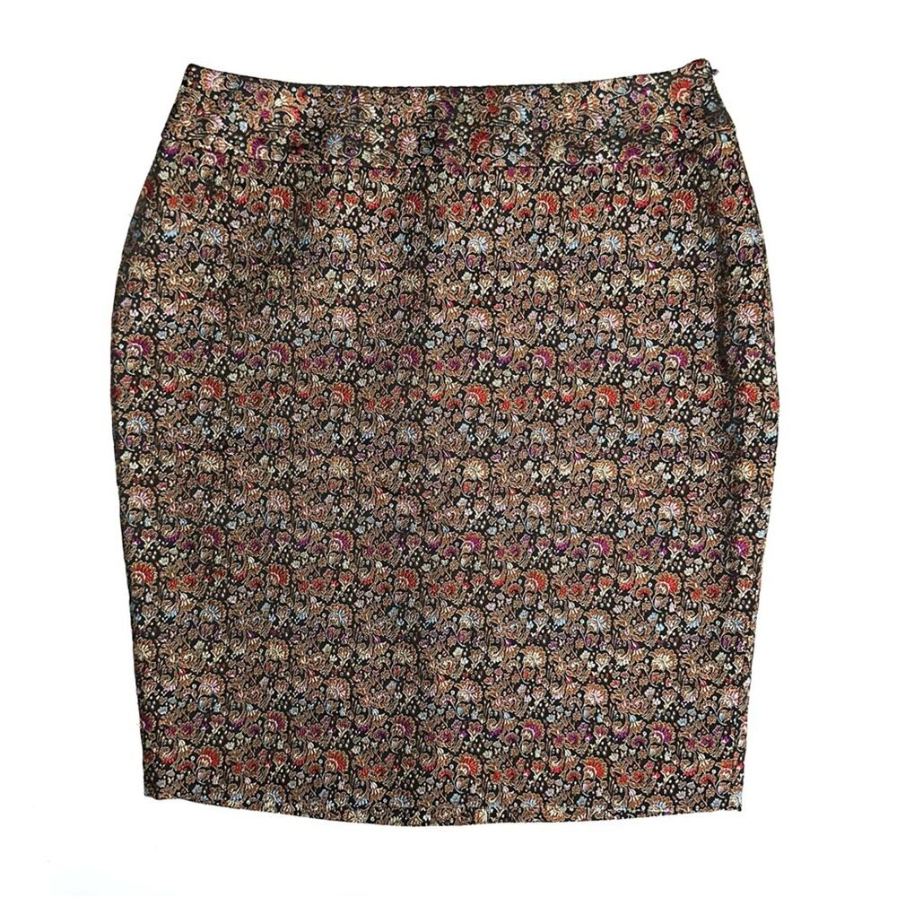 WD.NY Petite Floral Brocade Floral Paisley Pencil Skirt Size 6P